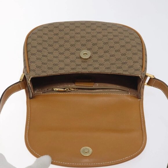 GUCCI Micro GG Supreme Shoulder Bag PVC Beige Gold 007 58 0074 Auth SW968 - Picture 9 of 16